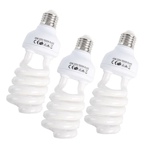 3x Spiral-Tageslichtlampe 45W, 5500K, E27