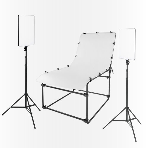 Aufnahmetisch 100x200 cm mit LED Litepanel 2x 88W Bi-Color