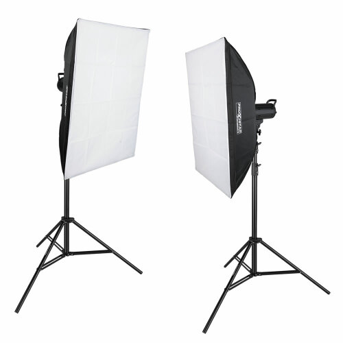 LED Studiolicht Doppelset Bi-Color 115 W mit 2 Softboxen...