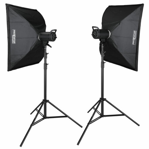 LED Studiolicht Doppelset Bi-Color 115 W mit 2 Softboxen...