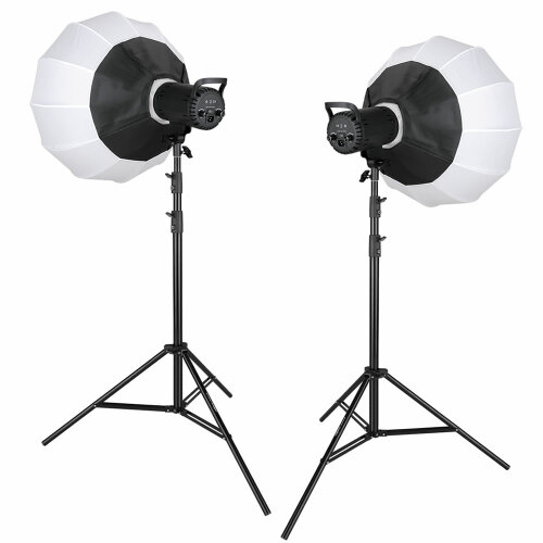 LED Studiolicht Doppelset Bi-Color 115 W mit 2 Ball...
