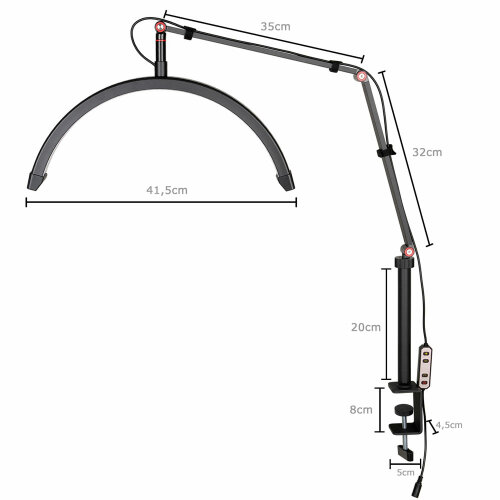 Halbmond-LED-Leuchte mit Gelenkarm & Smartphonehalter...