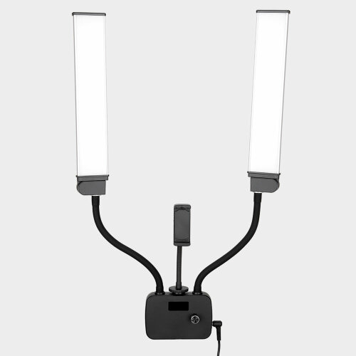 Doppelarm-LED-Leuchte 45W mit Smartphonehalter –...
