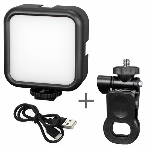 Selfie LED-Licht mit Clip & Akku – Videoleuchte...