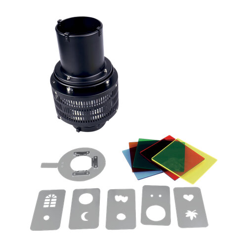 Optischer Snoot mit Gobo-Set & Farbfiltern –...