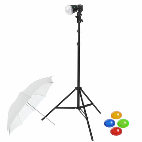 Synchronblitz Set 50 Ws mit Stativ, Durchlichtschirm...