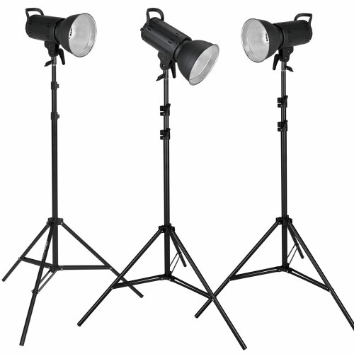 LED Studioleuchten 3er-Set Bi-Color 115W mit Reflektor...