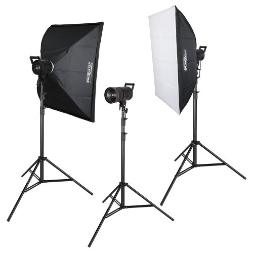 LED Videolicht Set 3×135W Softbox & Fresnel...