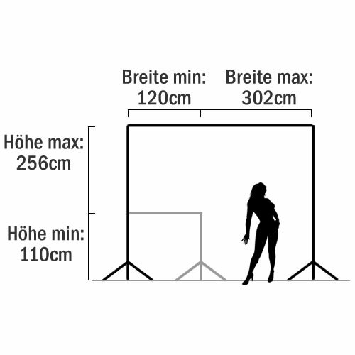 Teleskop Hintergrundgestell B302xH256cm inkl. Tasche