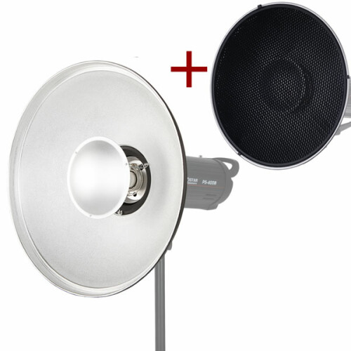 proxistar Beauty Dish 42cm silber mit S-Bajonett + Wabe