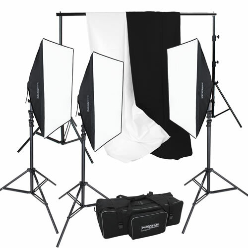 Softbox-Set, 500 x 700 mm, Profi Fotostudio Set mit 45 W 3000–6500 K LED-Birnen, 3 Dauerlichteffekte, Stativständer, Fernbedienung, Studioleuchten für Porträtaufnahmen, Live-Streaming | DE