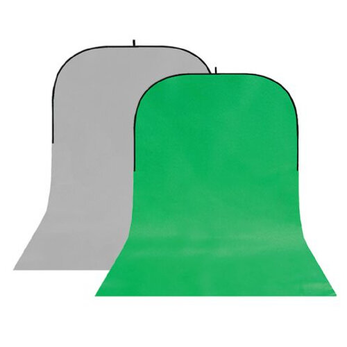 2in1 Falthintergrund grün/grau 145x400 cm mit Schleppe