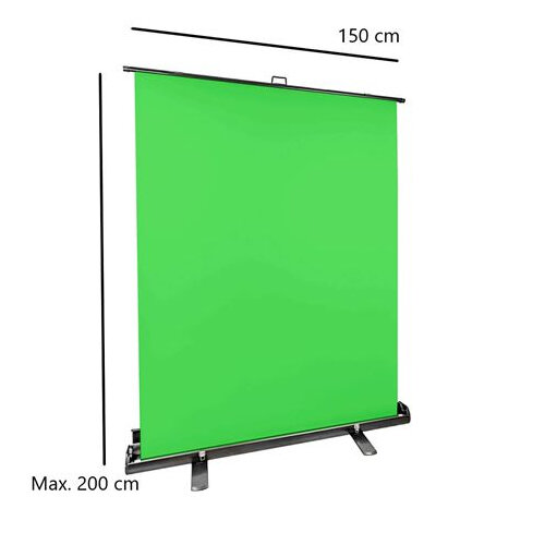 Aufstellbarer Roll-Up Hintergrund 150x200cm Chromakey Greenscreen